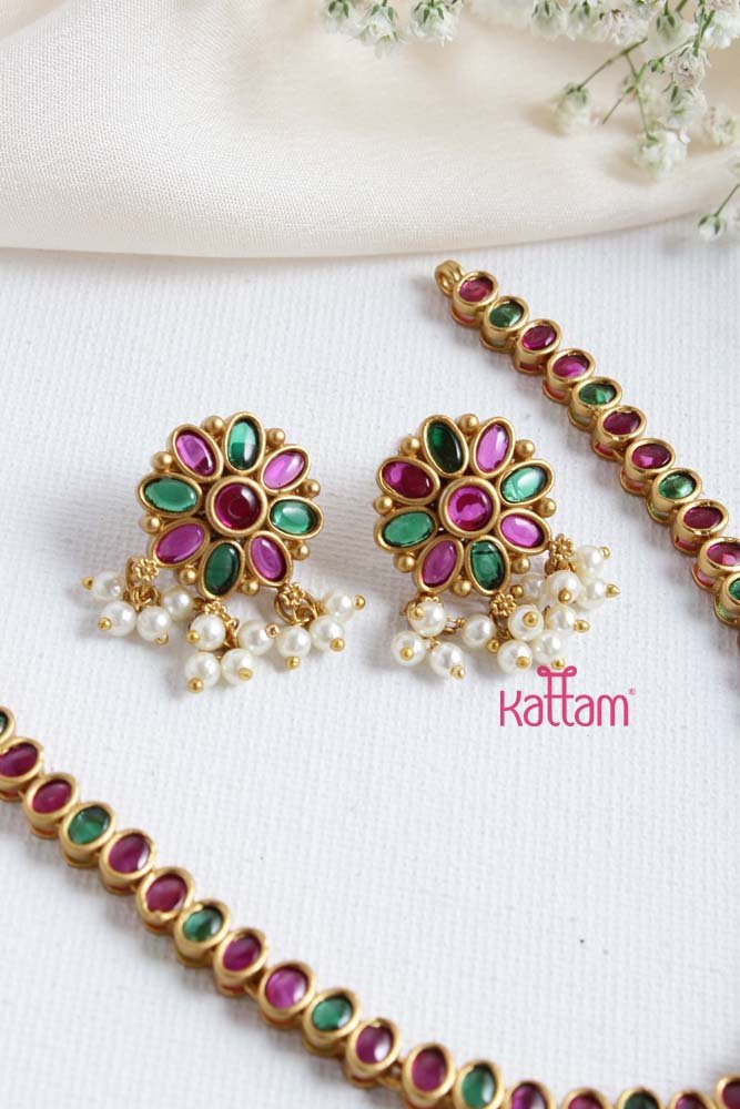 Ruby Green Stone Peacock Attigai - N2316