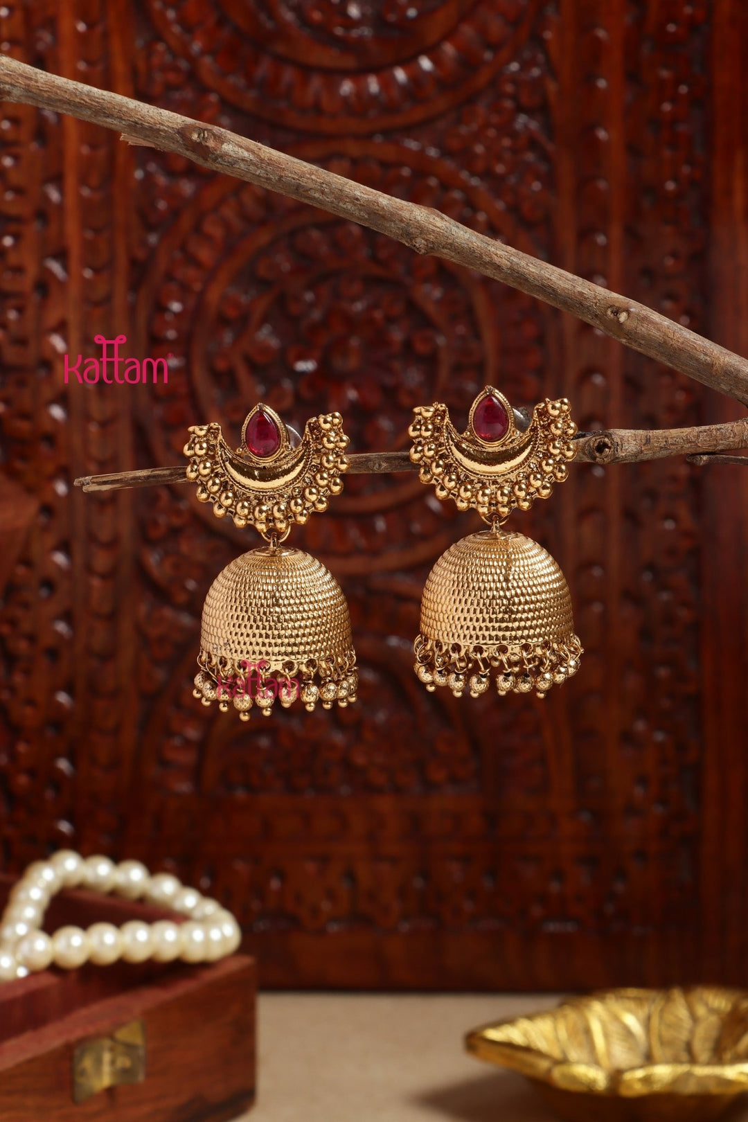 Ruby Halfmoon Jhumka - E1206
