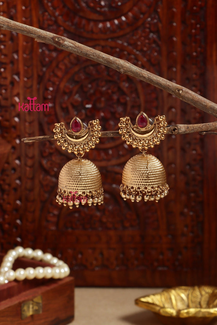Ruby Halfmoon Jhumka - E1206