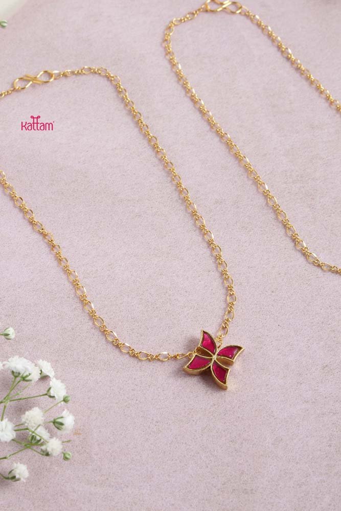 Ruby Kundan Butterfly Anklet - A25