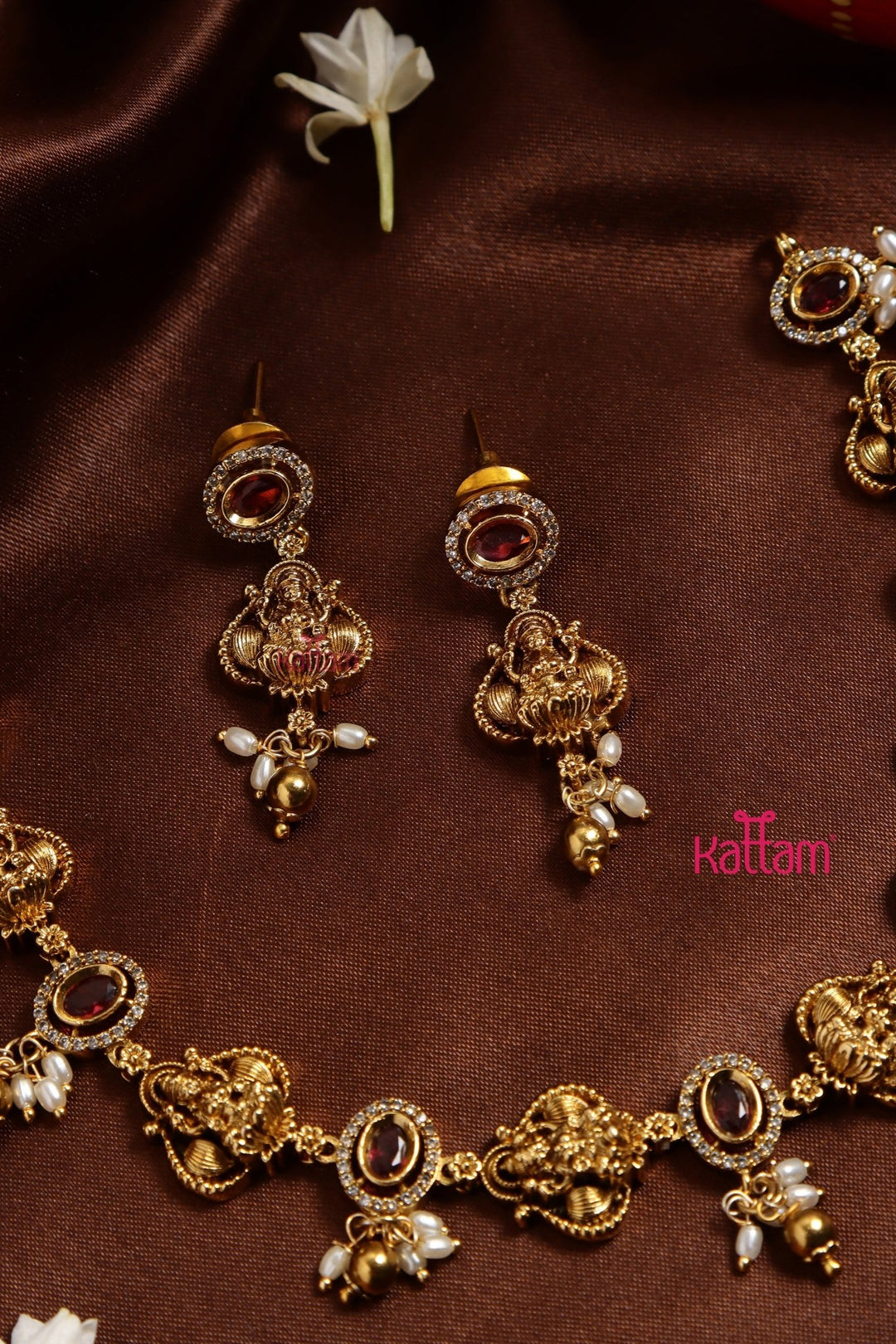 Ruby Oval Nakshi Choker - N3203