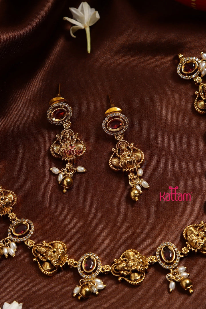 Ruby Oval Nakshi Choker - N3203