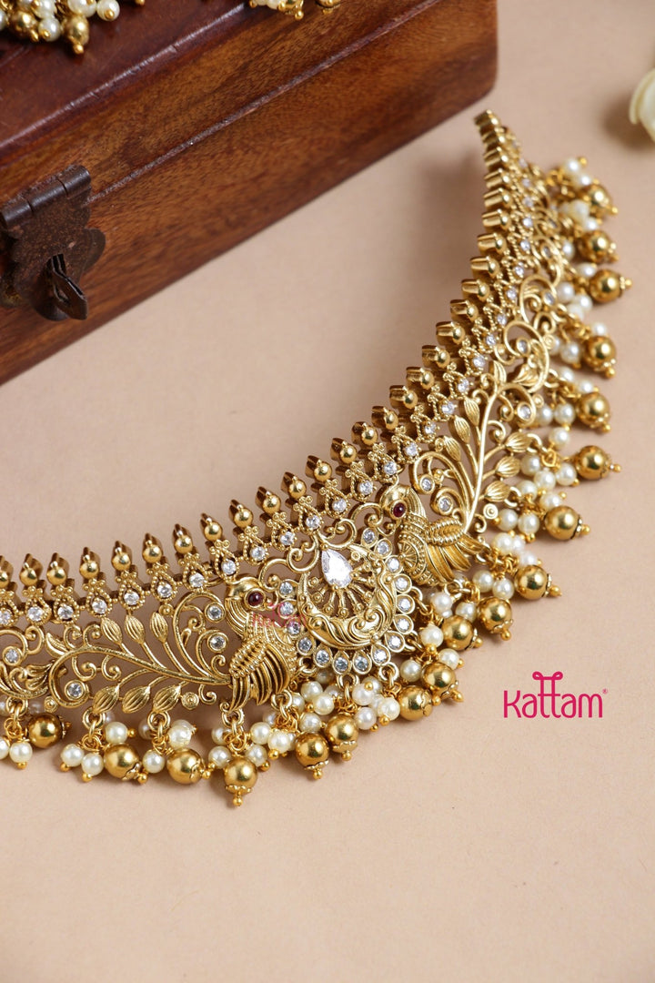 Ruby Peacock Bridal High Neck Choker - N3258