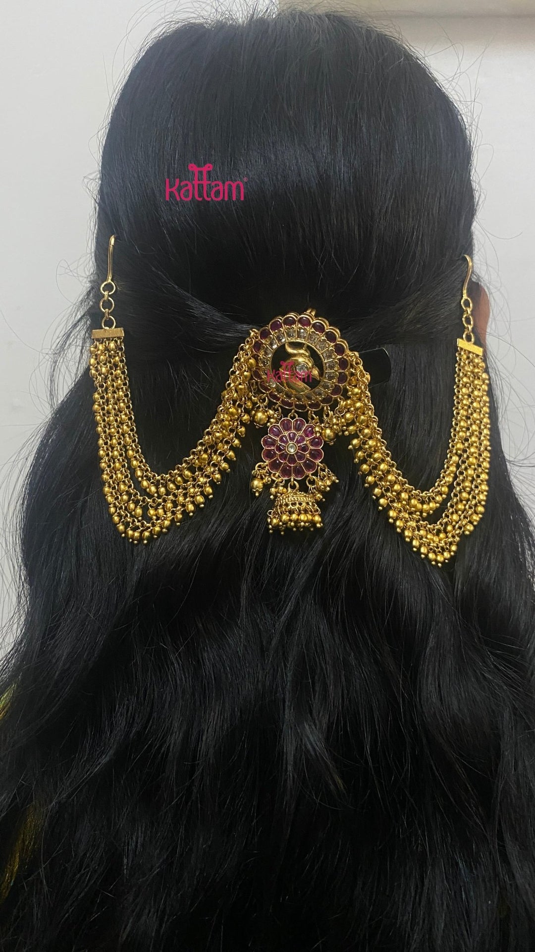 Ruby Peacock Chakra Bun Billai - Design 61 - JB203