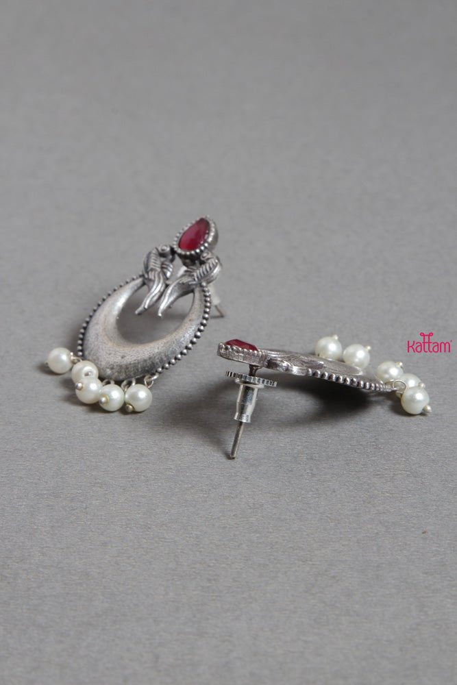 Ruby Peacock Chandbali Silver earrings - E346