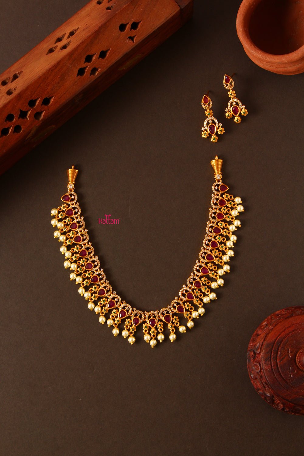 Ruby Pearl Necklace - N825