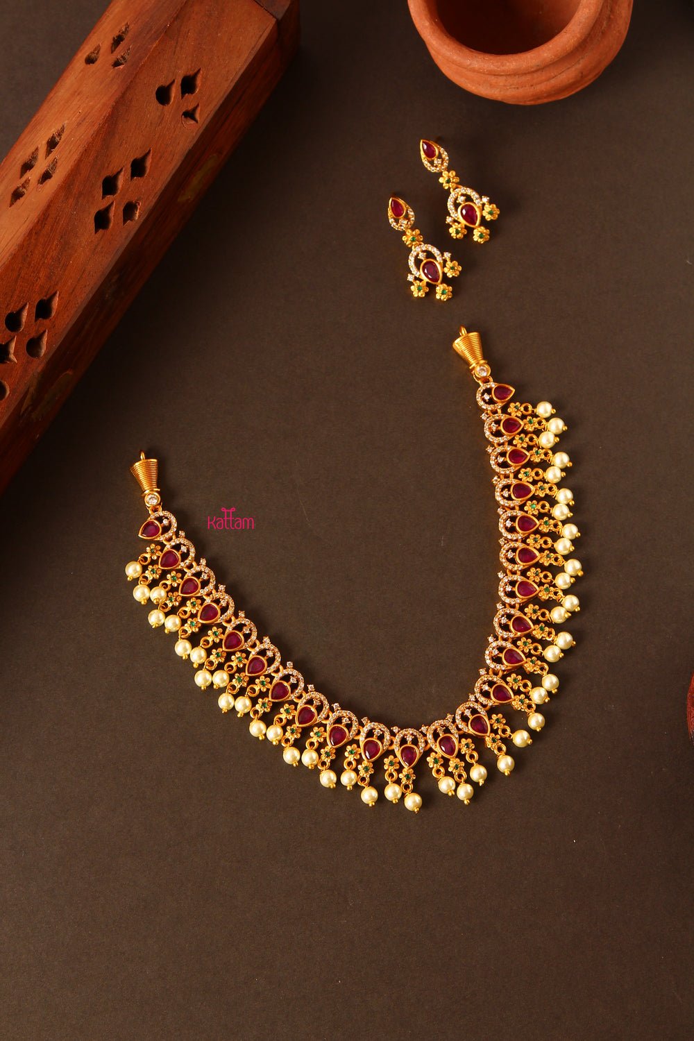 Ruby Pearl Necklace - N825