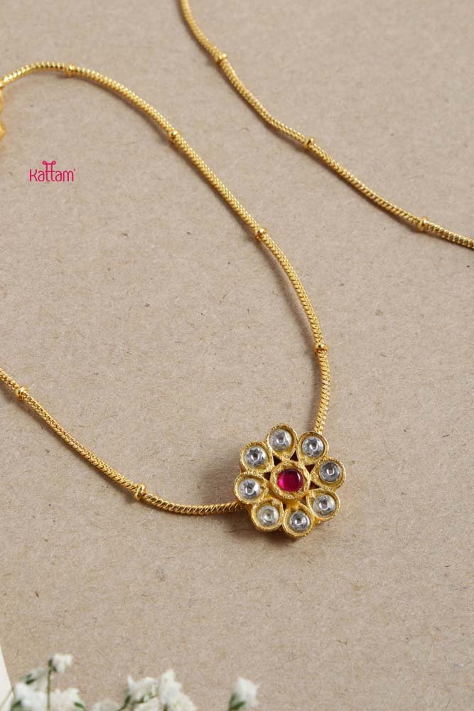Ruby White Flower Anklet - A23