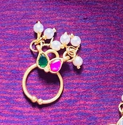 Kundan Drop Pearl Septum Nosepin