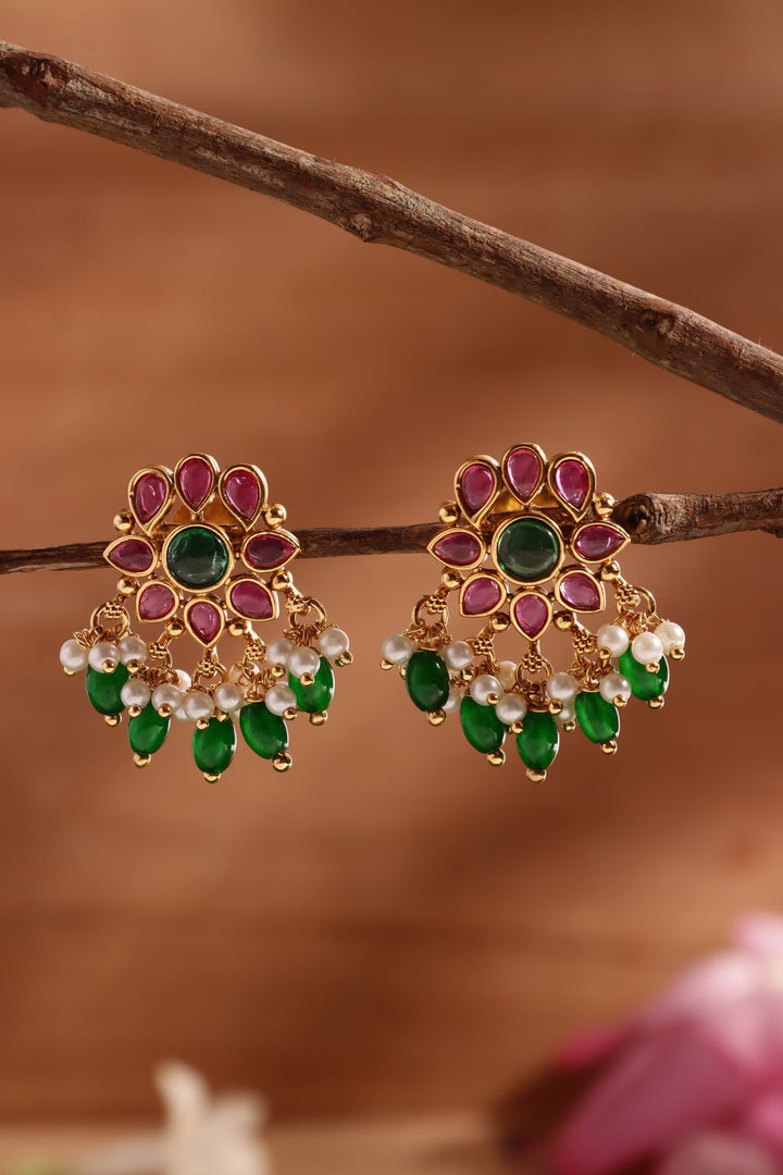 Rubygreen Beaded Earring - E1439
