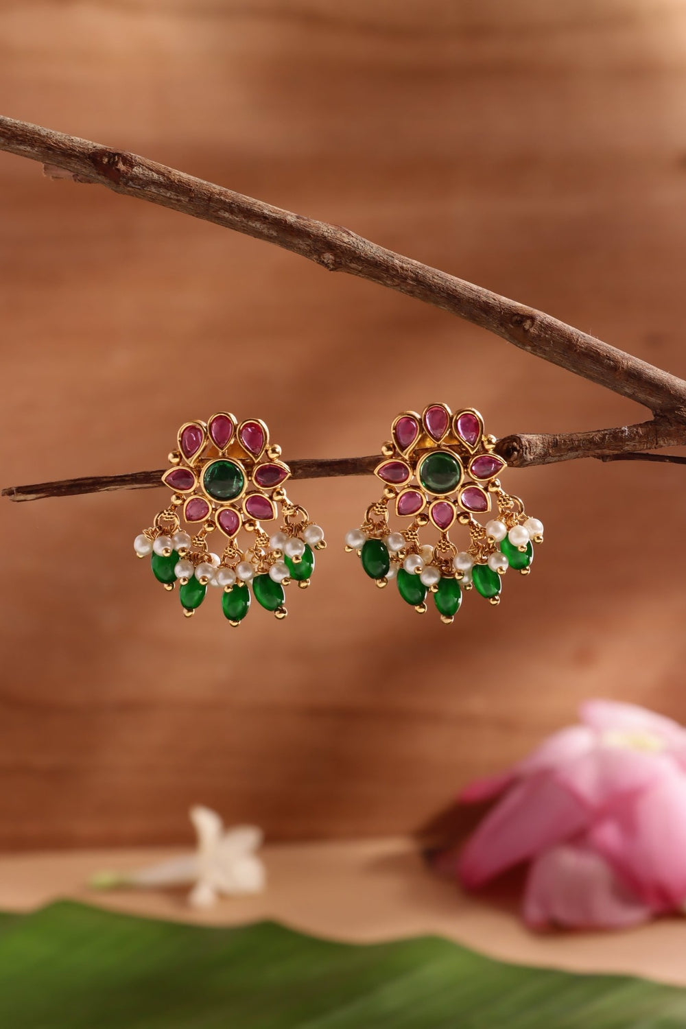 Rubygreen Beaded Earring - E1439