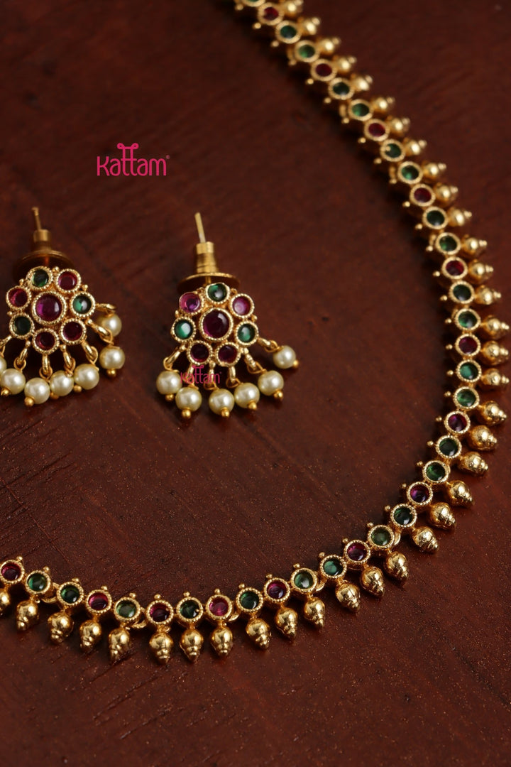 Rubygreen Dot Stone Choker - N3842