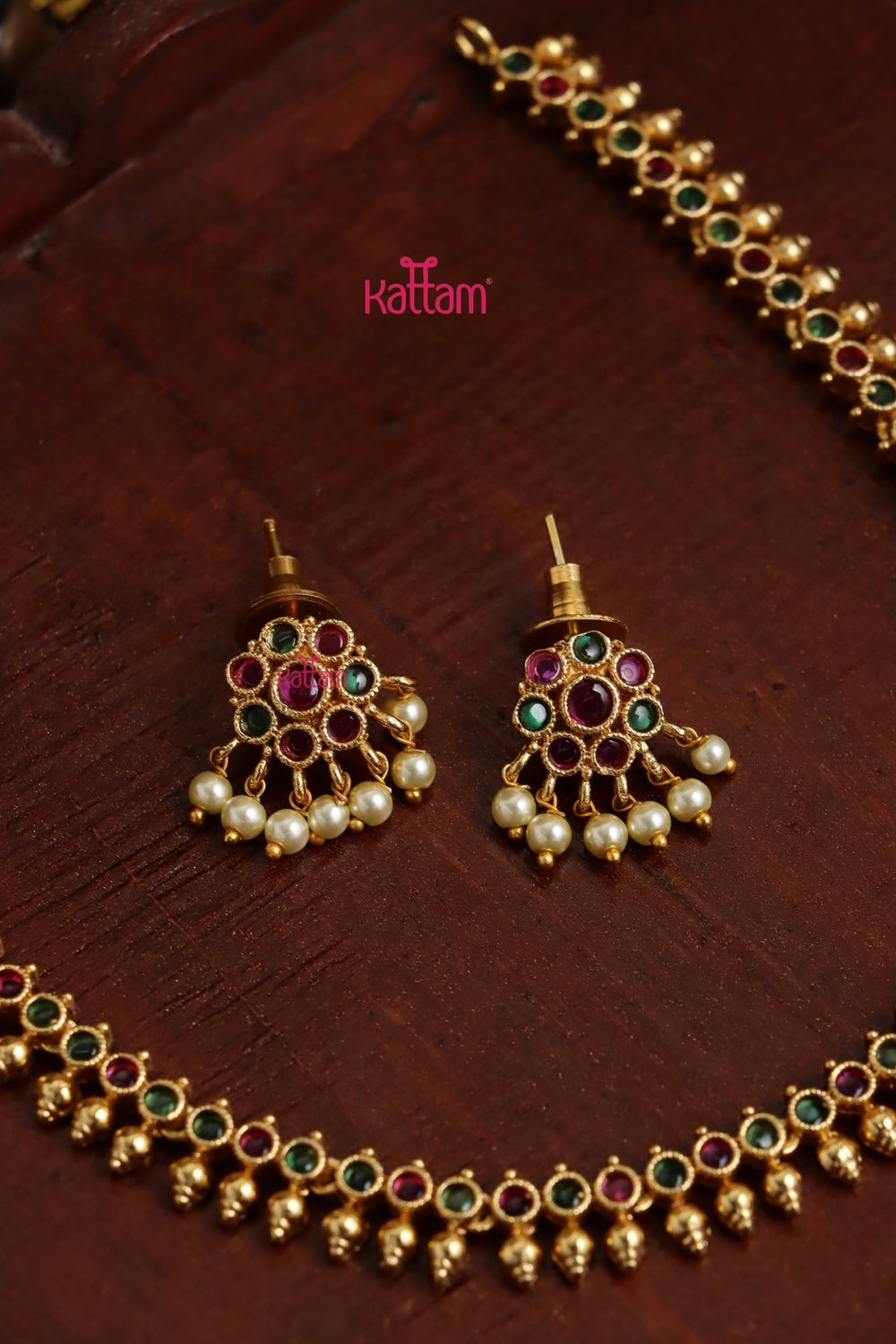 Rubygreen Dot Stone Choker - N3842