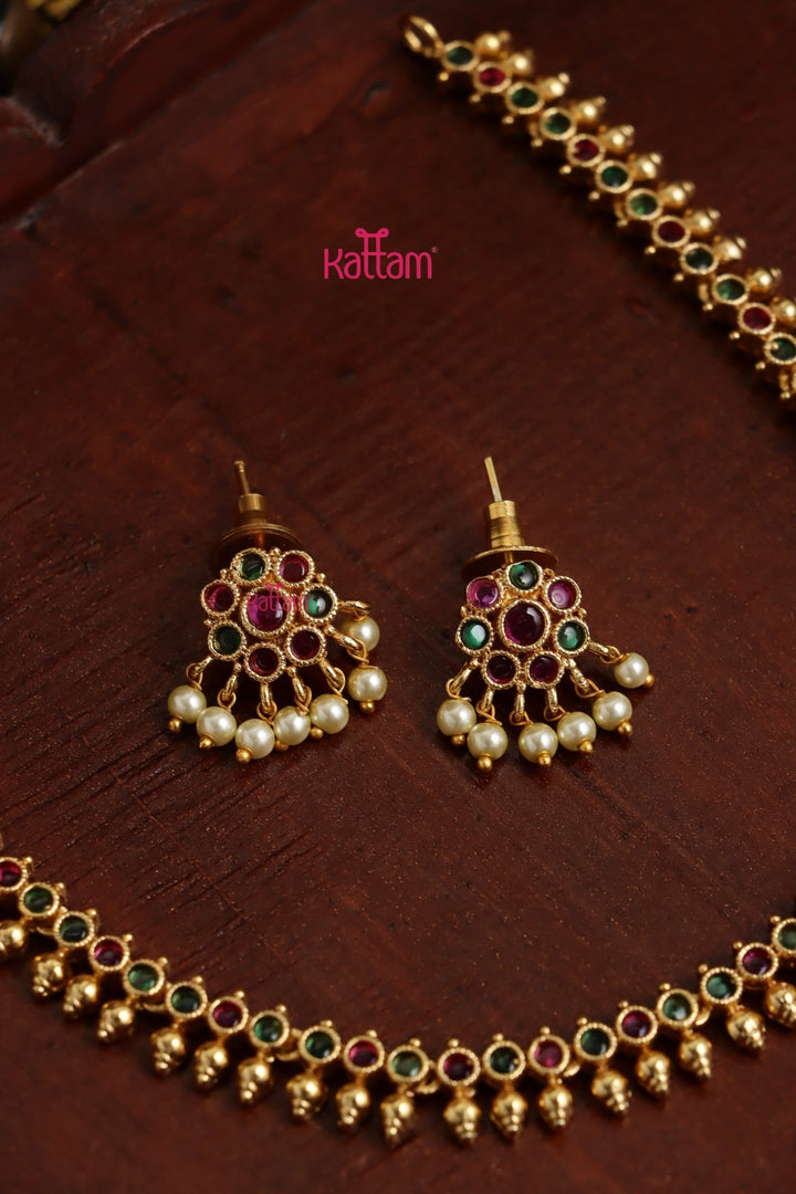 Rubygreen Dot Stone Choker - N3842