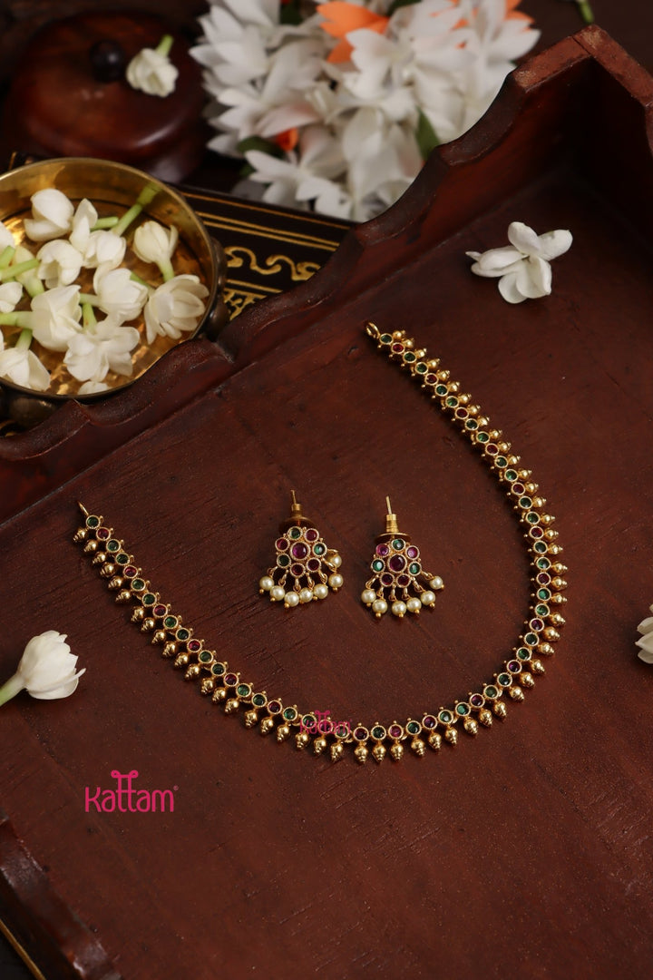 Rubygreen Dot Stone Choker - N3842