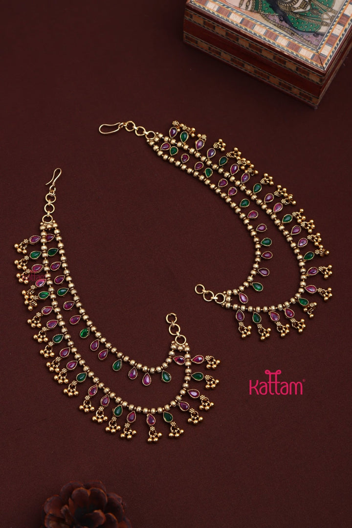 Rubygreen Gold Drop Earchain - EC048