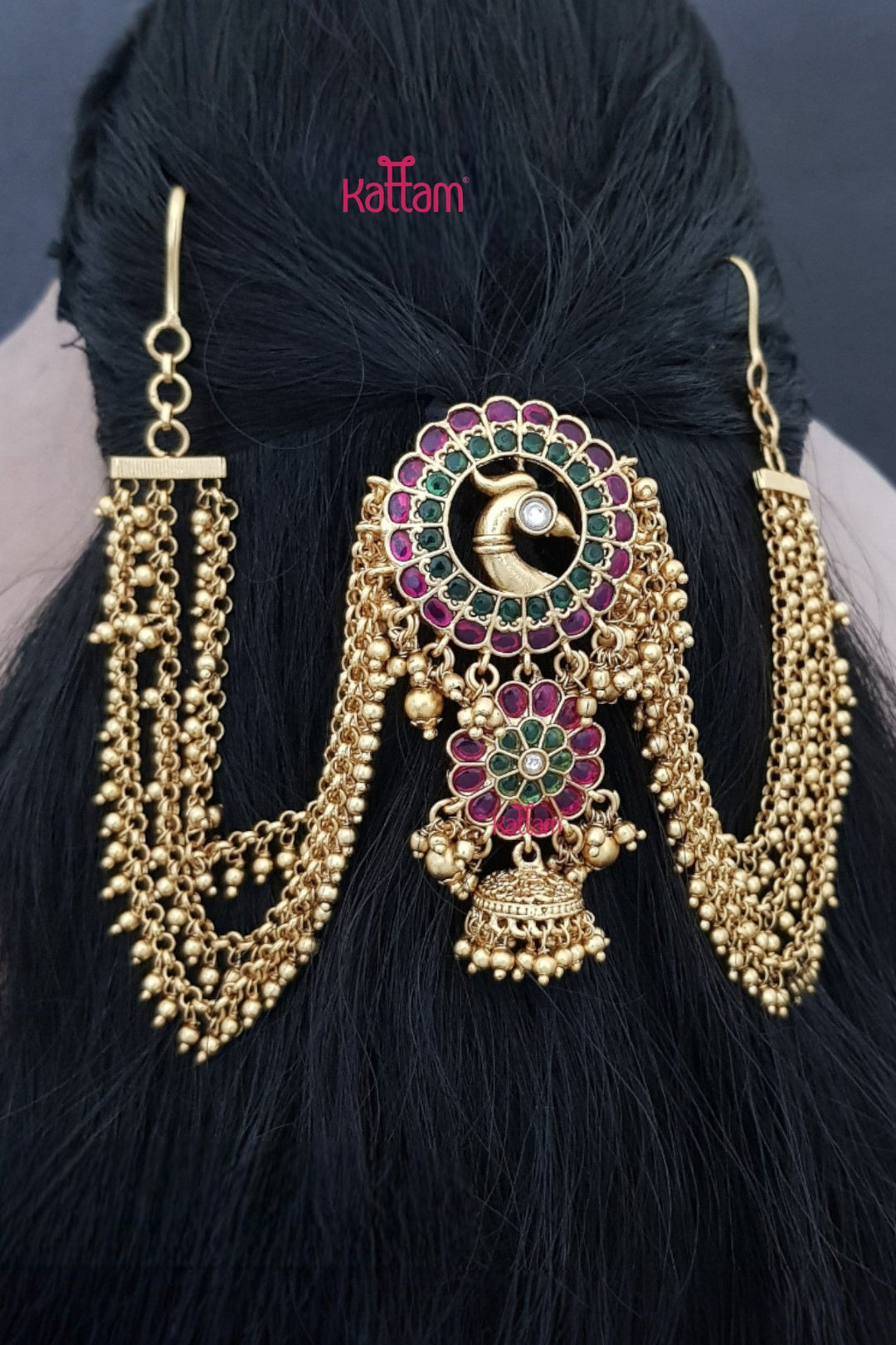 Rubygreen Peacock Chakra Bun Billai - Design 60 - JB202