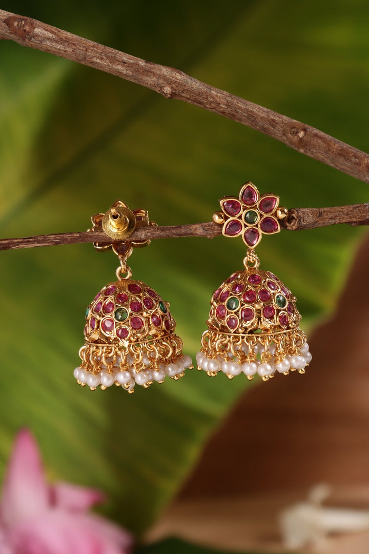 Rubygreen Pearl Drop Jhumka - E1447