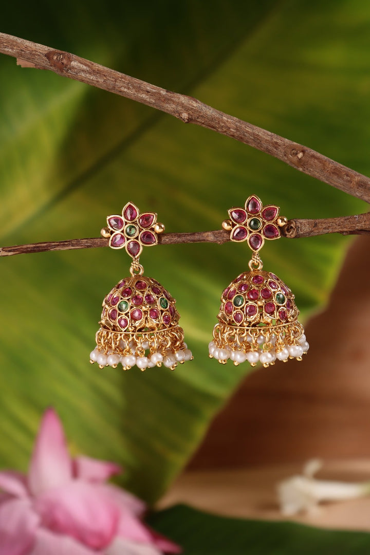 Rubygreen Pearl Drop Jhumka - E1447