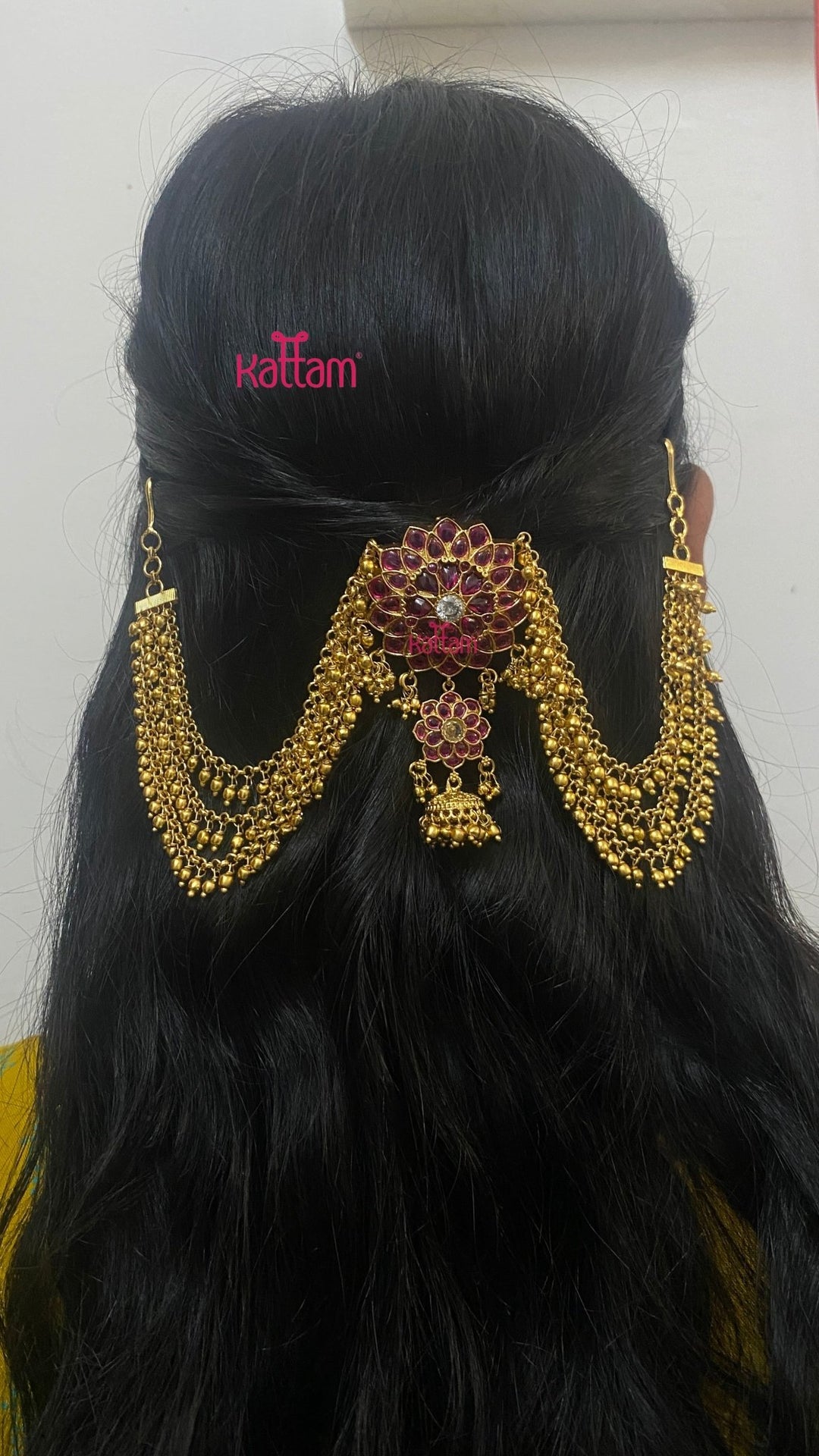 Rukmini Ruby Flower Bun Billai - Design 65 - JB207