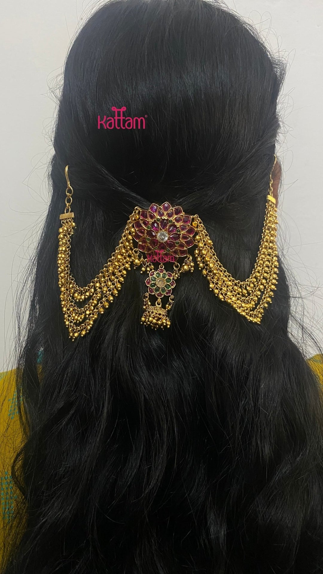 Rukmini Rubygreen Flower Bun Billai - Design 64 - JB206