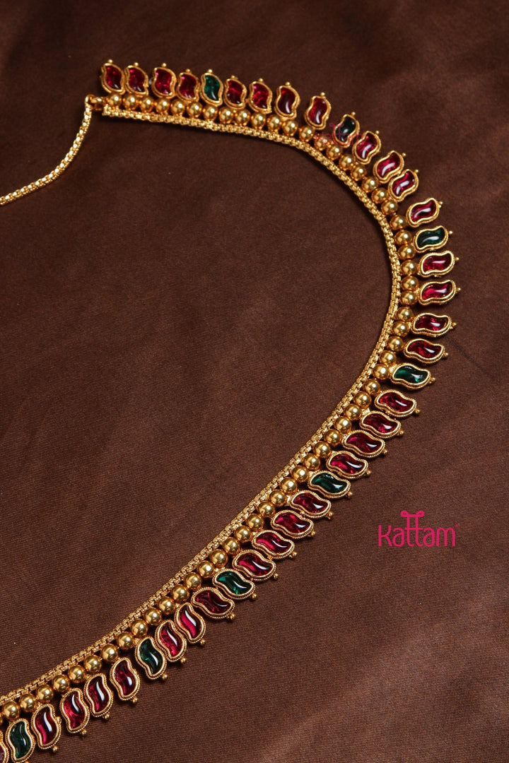 S Pattern Ruby Green Hip Chain - HB165