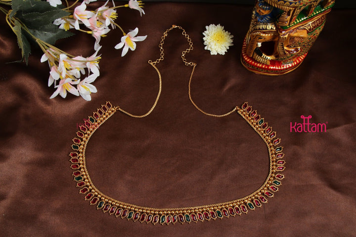 S Pattern Ruby Green Hip Chain - HB165