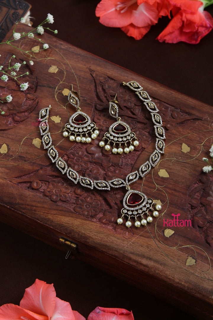 Saha - Victorian Ruby Short Necklace - N6101
