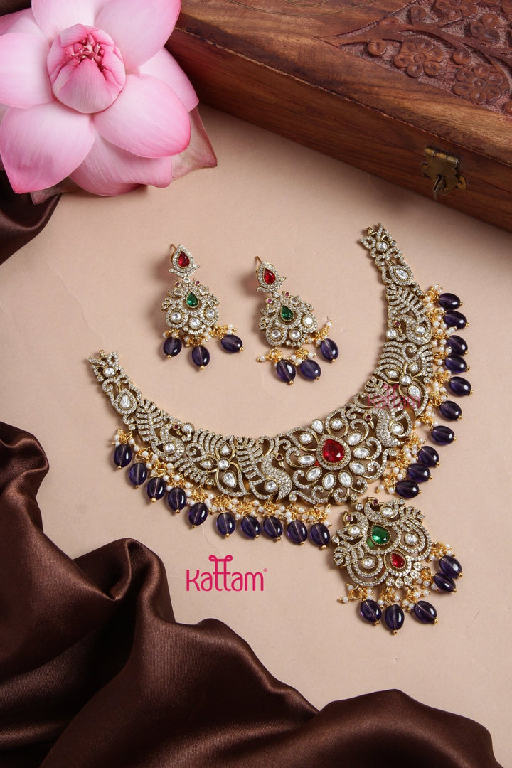 Sakshitha - Semi Bridal Victorian Purlple Necklace - N6134