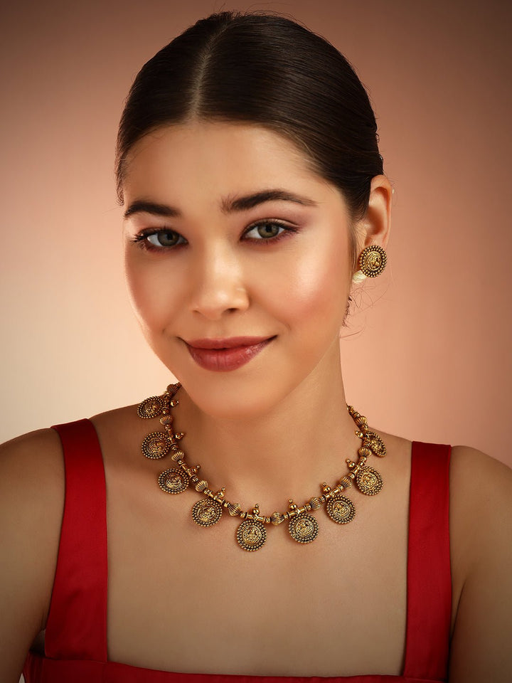 Sakthi - Goddess Lakshmi Coin Necklace - N3276