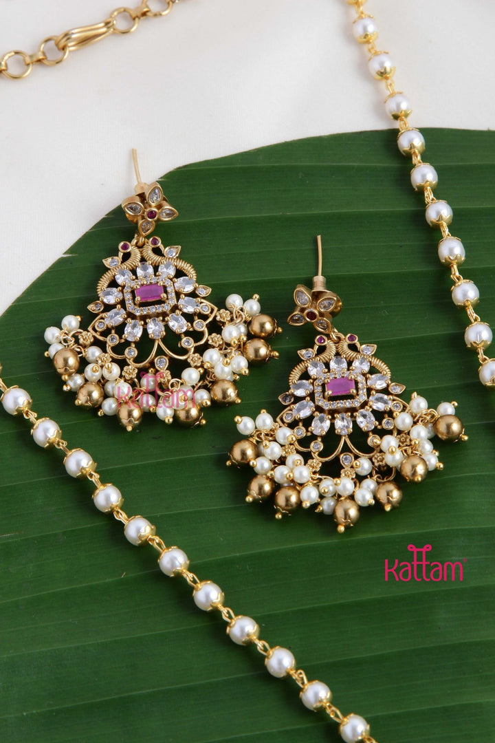 Sanvi - Ruby Peacock Pearl Chain - N2704