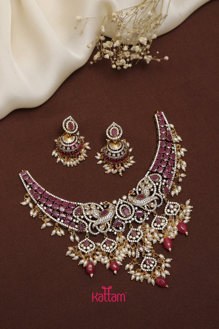 Saritha - Peacock Bridal Ruby Choker - N5237