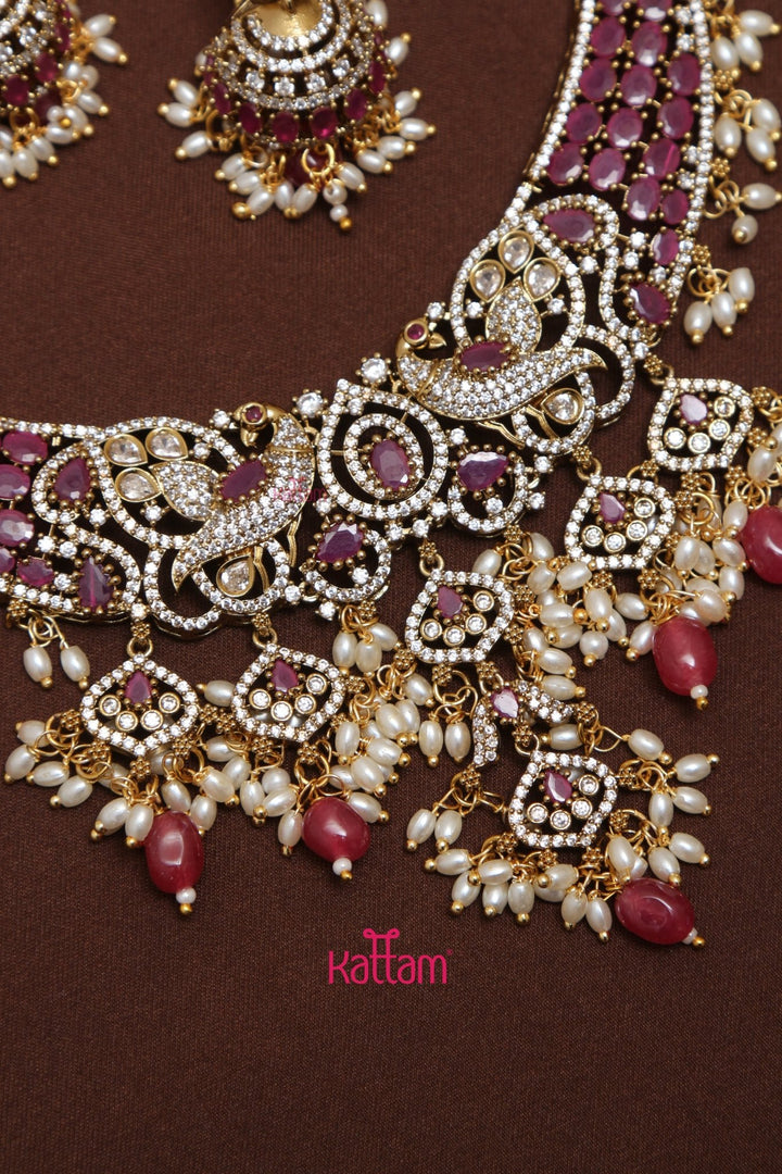 Saritha - Peacock Bridal Ruby Choker - N5237