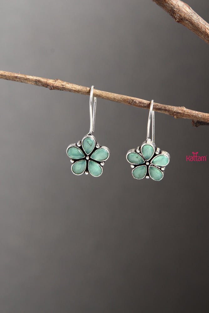 Sea Green Flower Earring - E259