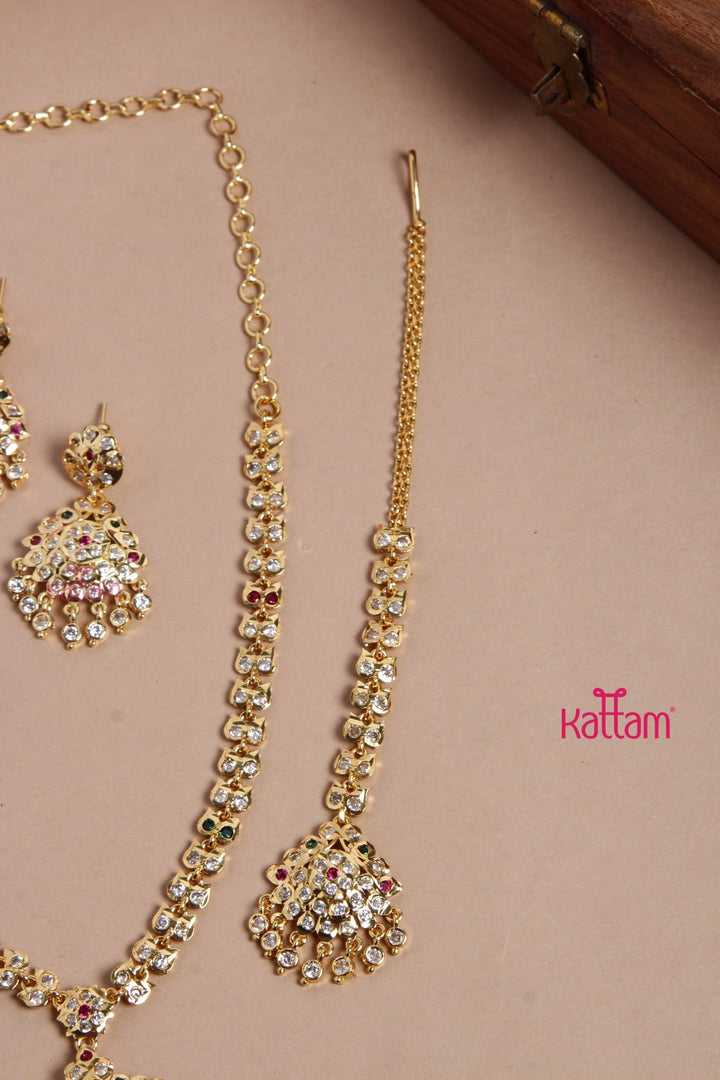 Semi Bridal Gati Necklace Haram Maang Tikka Set 1 - N3173