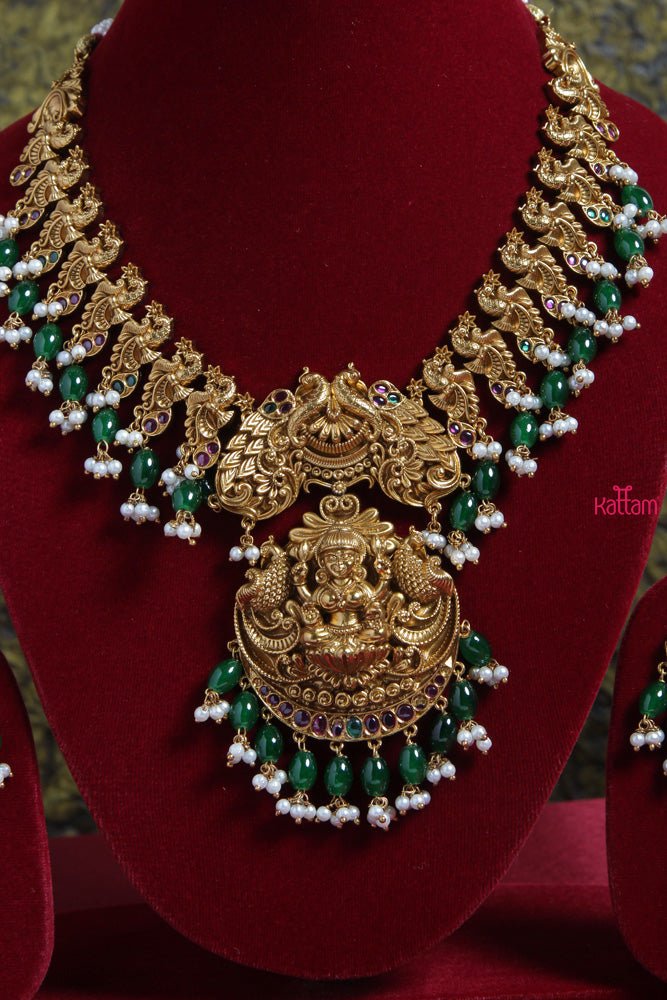 Semi Bridal Green Beads Goddess Necklace - N1699