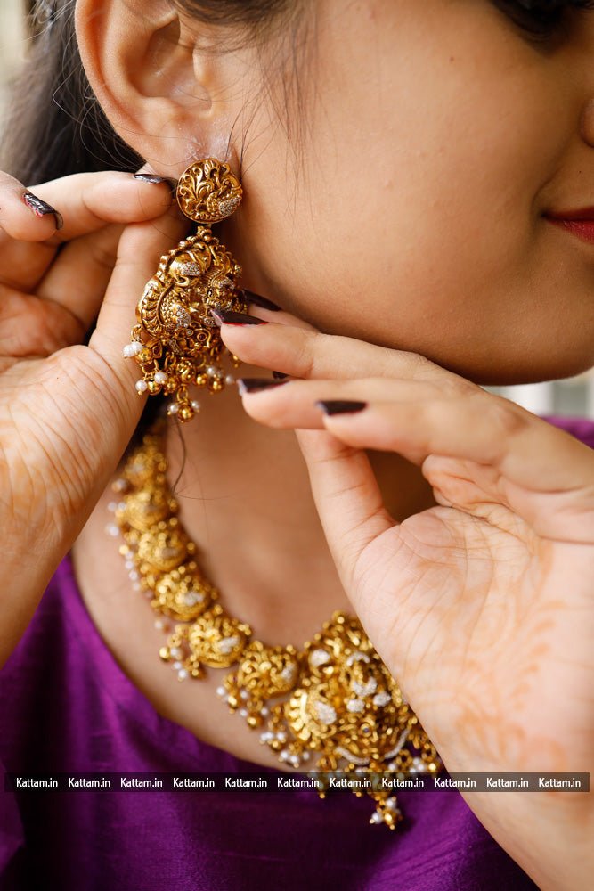 Semi Bridal Peacock Stone Necklace - N1731