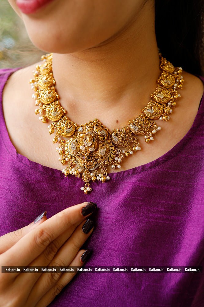 Semi Bridal Peacock Stone Necklace - N1731