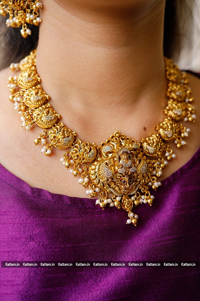 Semi Bridal Peacock Stone Necklace - N1731