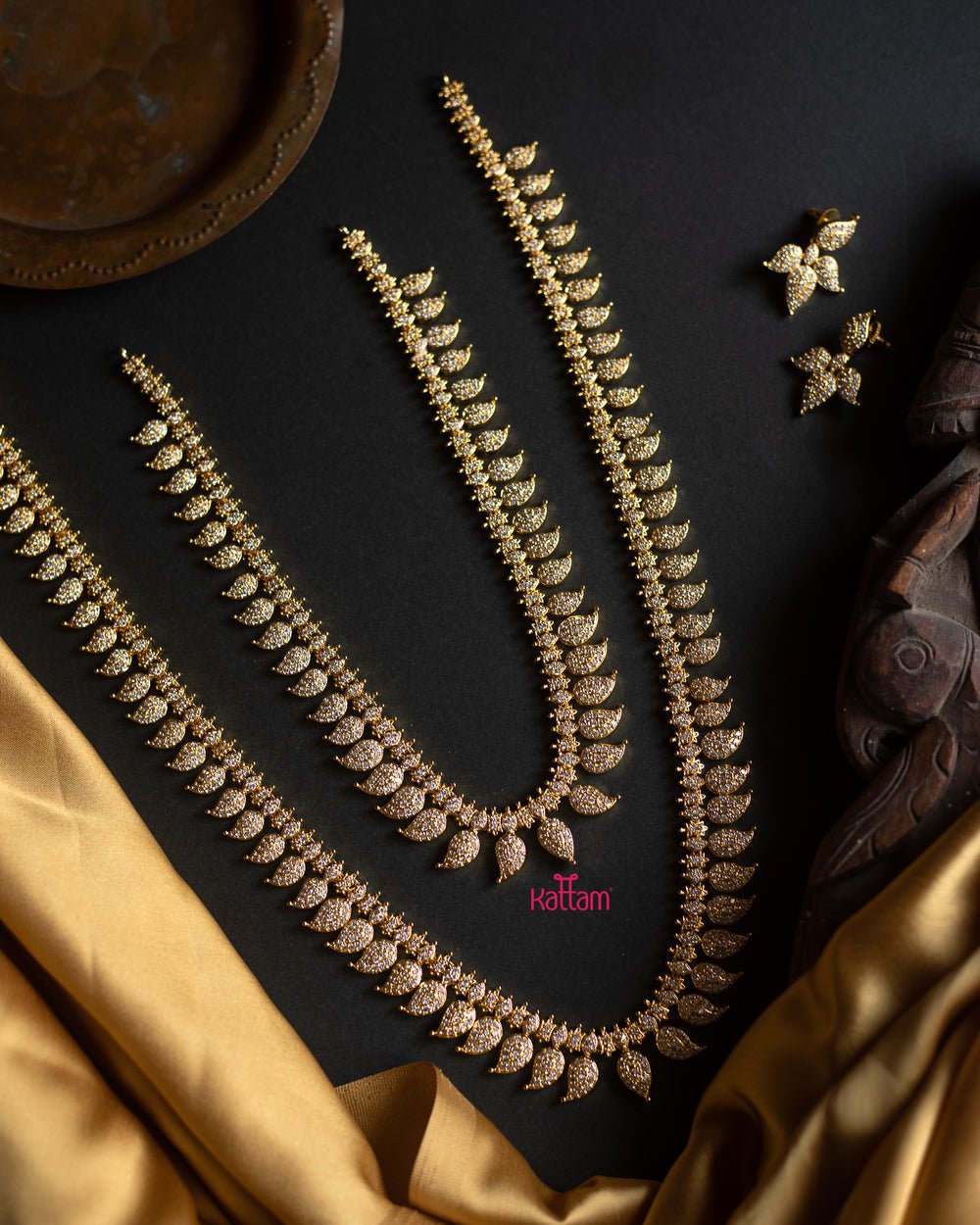 Semi Bridal White Stone Manga Necklace Set- Short and Haram