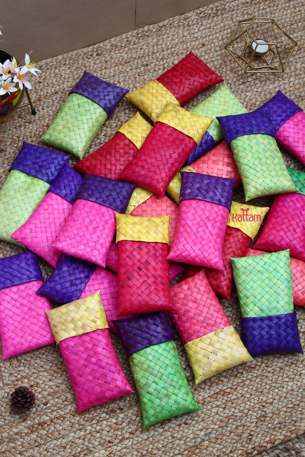 Set of 25 - Size 4*7 Handmade Palm Leaf Pouch - RG4