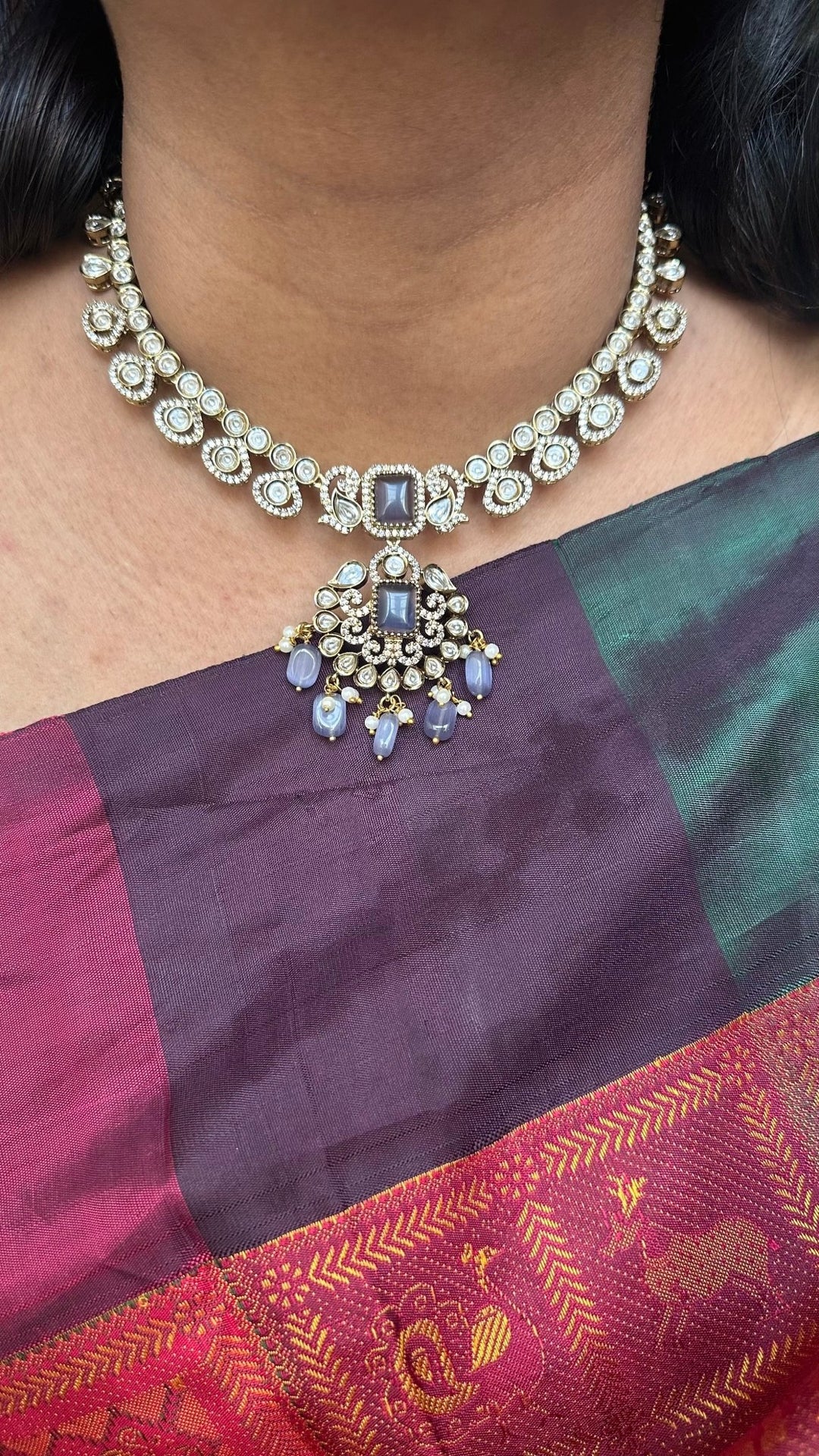 Sherin Victorian Purple Short Necklace - N5047