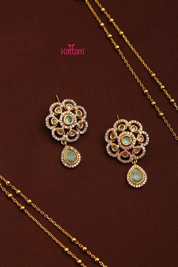 Shivanya - Layered PastelGreen Flower Chain - N3491