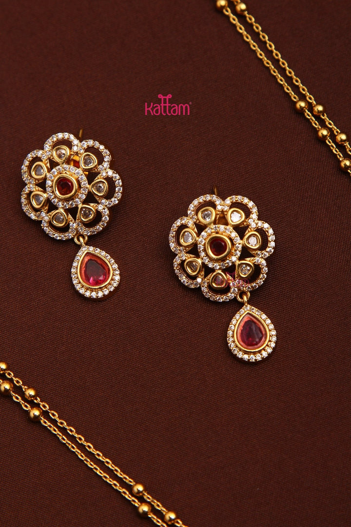 Shivanya - Layered Ruby Flower Chain - N3488