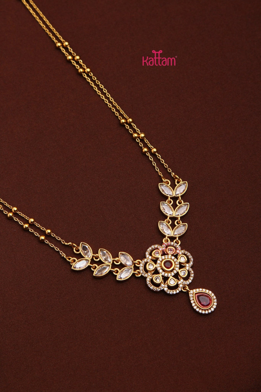 Shivanya - Layered Ruby Flower Chain - N3488
