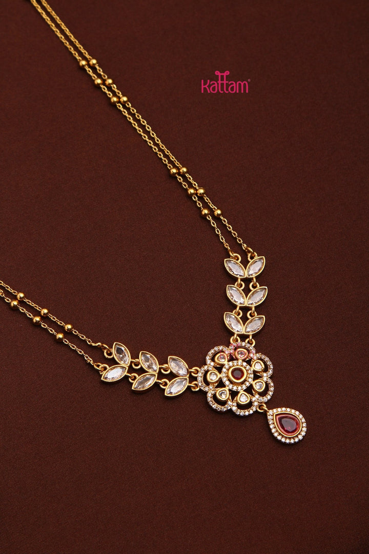 Shivanya - Layered Ruby Flower Chain - N3488