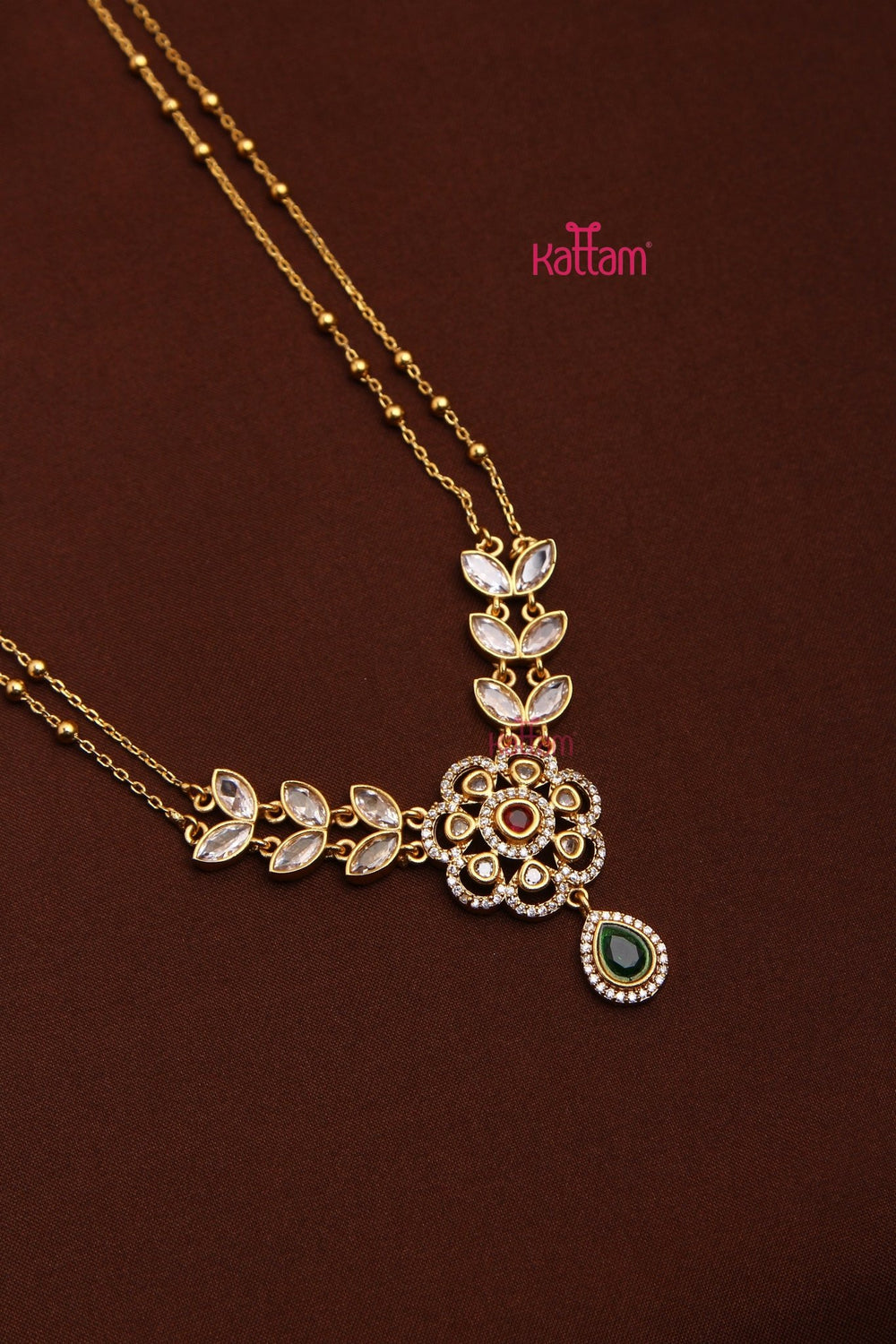 Shivanya - Layered Rubygreen Flower Chain - N3489