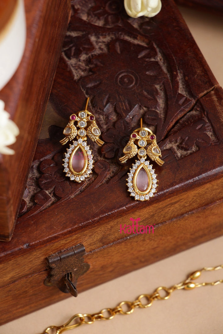 Shobitha - Layered Gold Pink Stone Chain Set - N3262