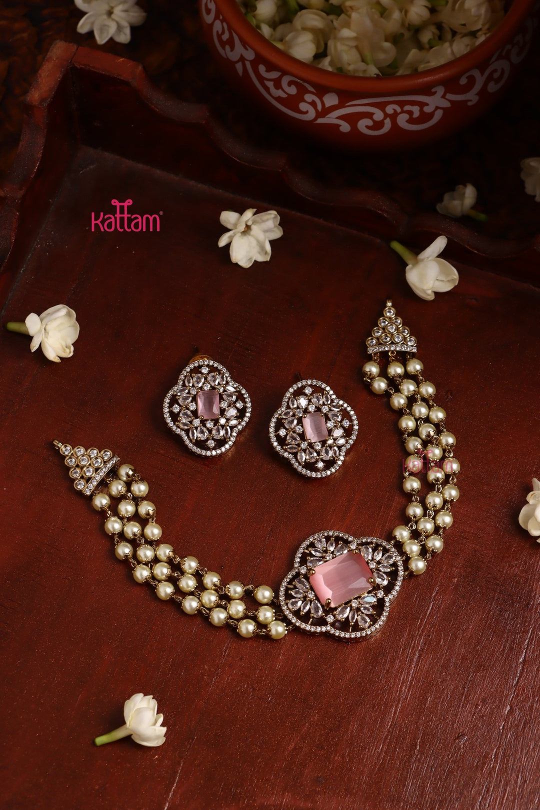 Shreya Victorian Pastel Pink Choker - N6150