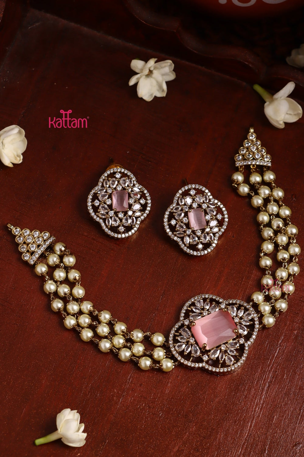 Shreya Victorian Pastel Pink Choker - N6150